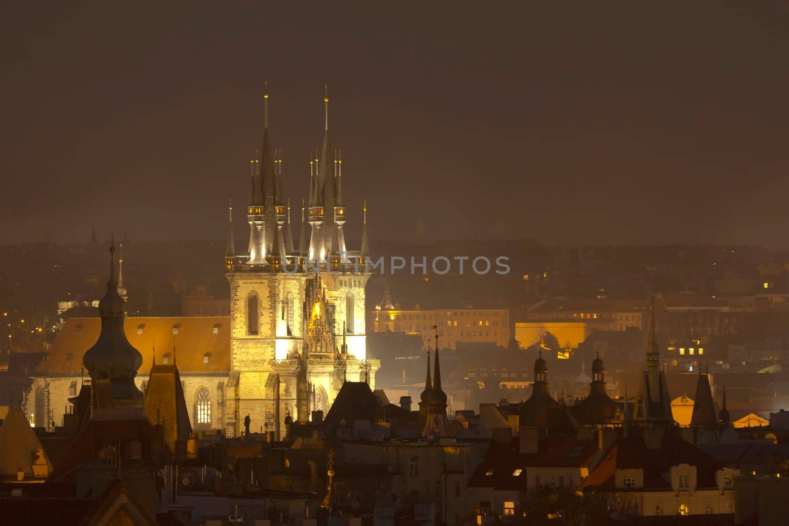 Night view of the historical center of Prague (Czech Republic)