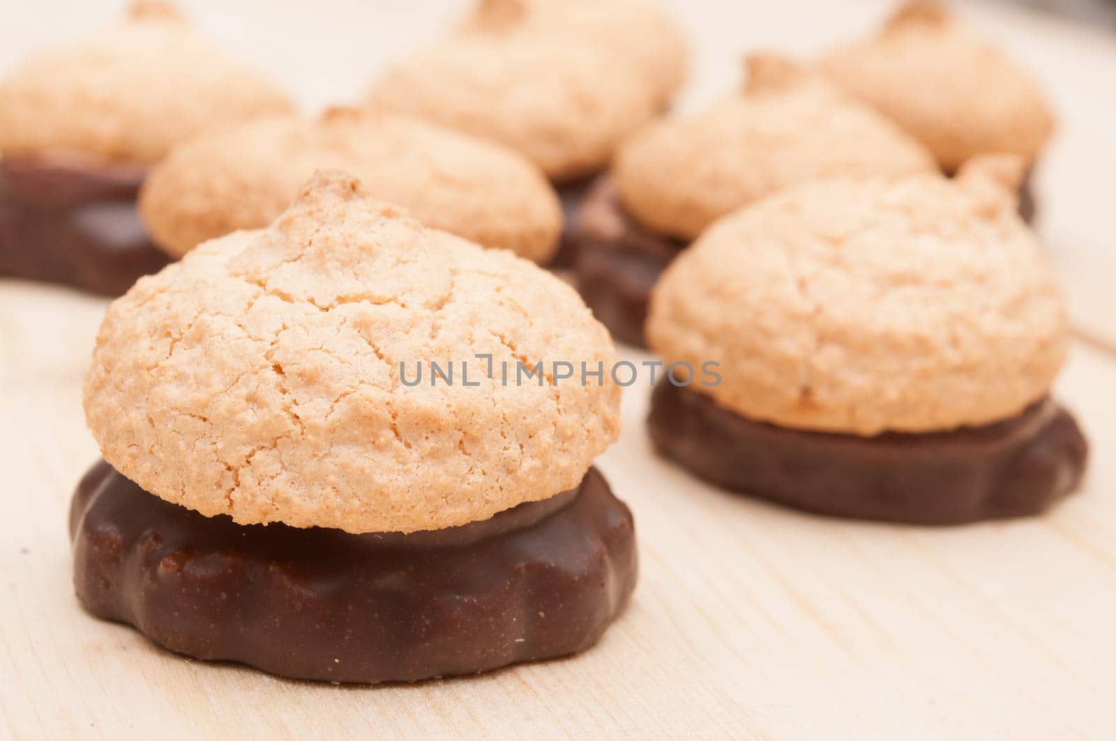 Homemade Coconut Cookies With Chocolate on White Table