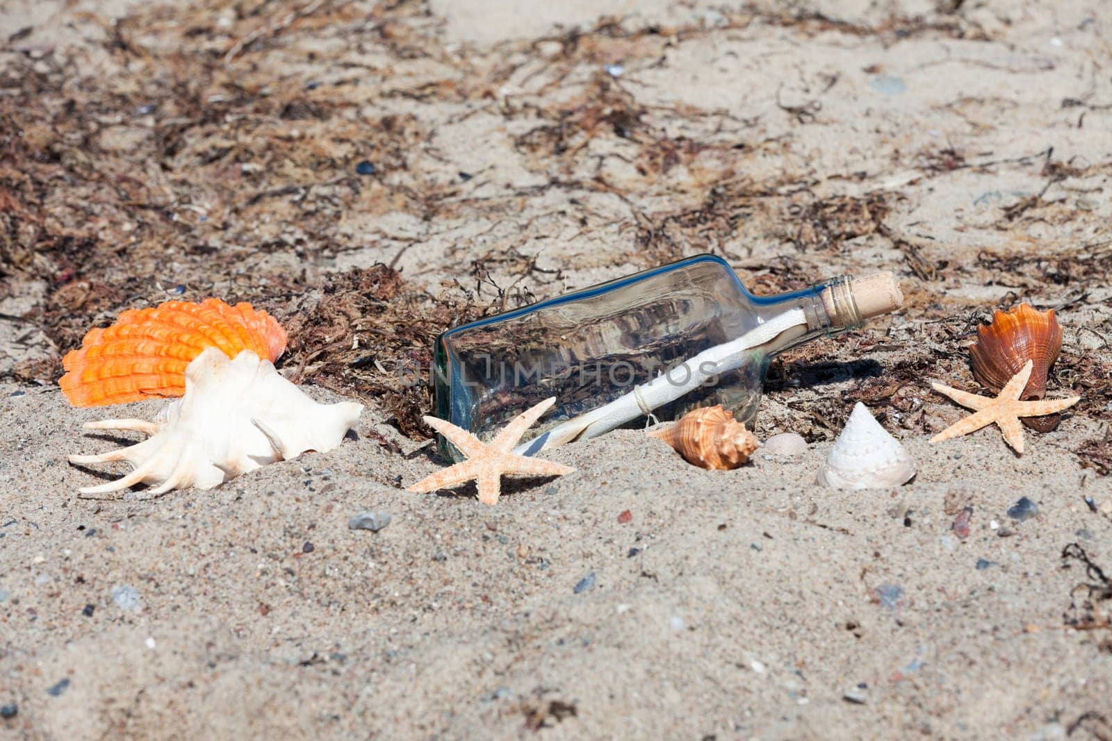 Message in a bottle on the beach