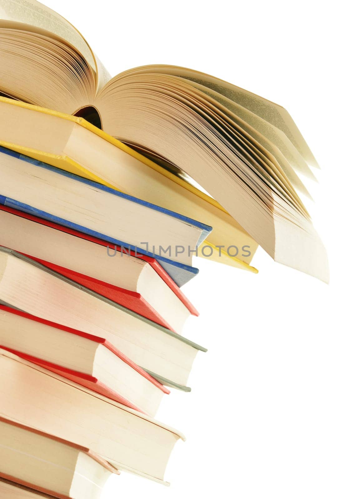 Stack of books isolated on white background