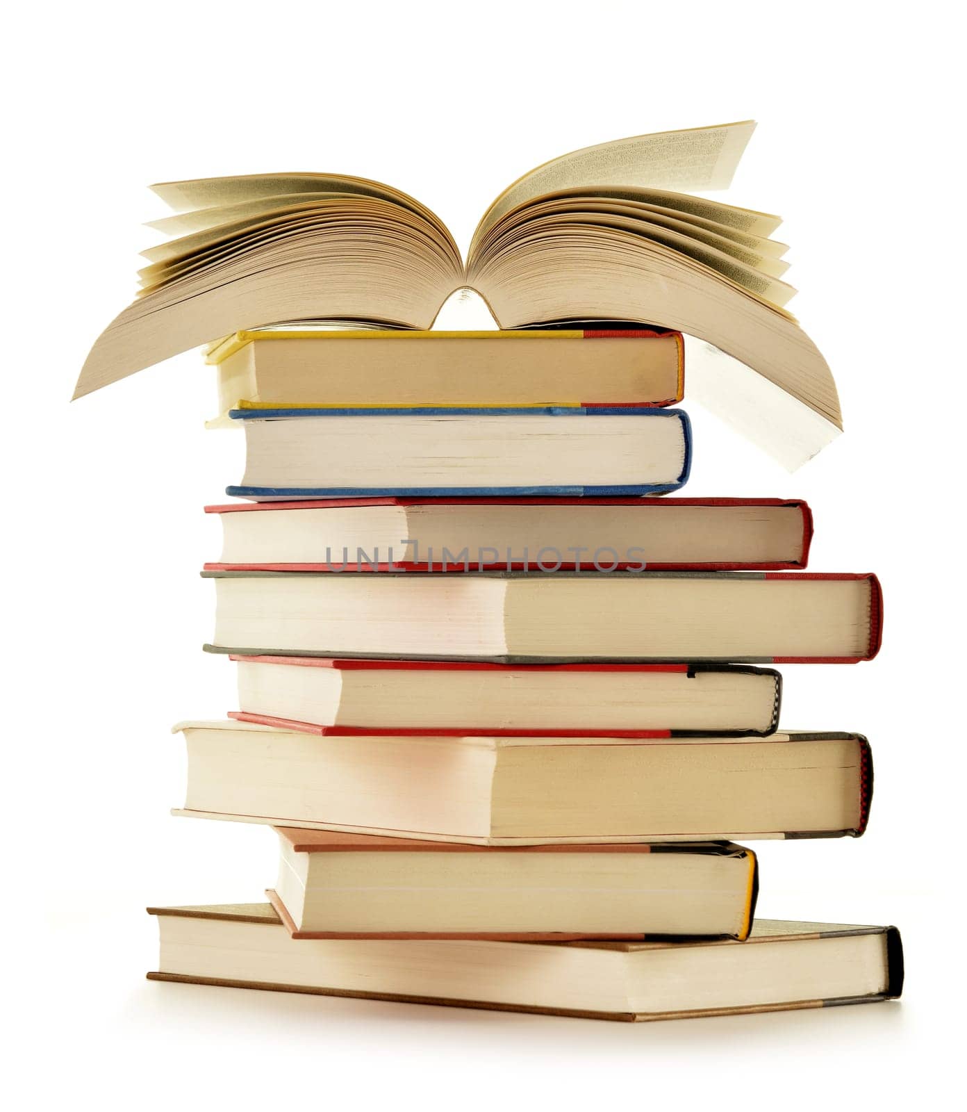 Stack of books isolated on white background