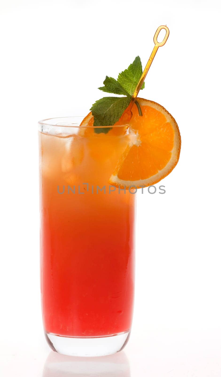 Tequila sunrise Cocktail isolated on a white background