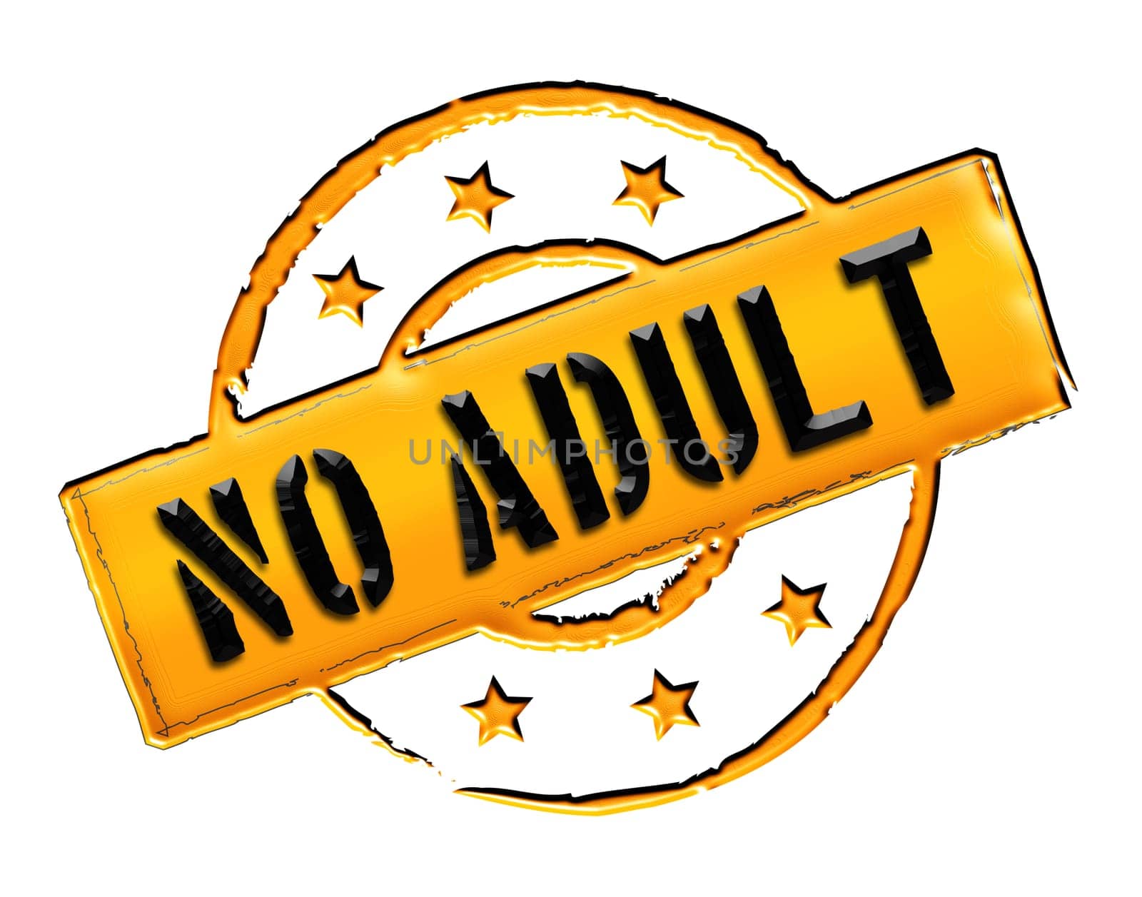 Sign and stamp for your presentation, for websites and many more named No Adult