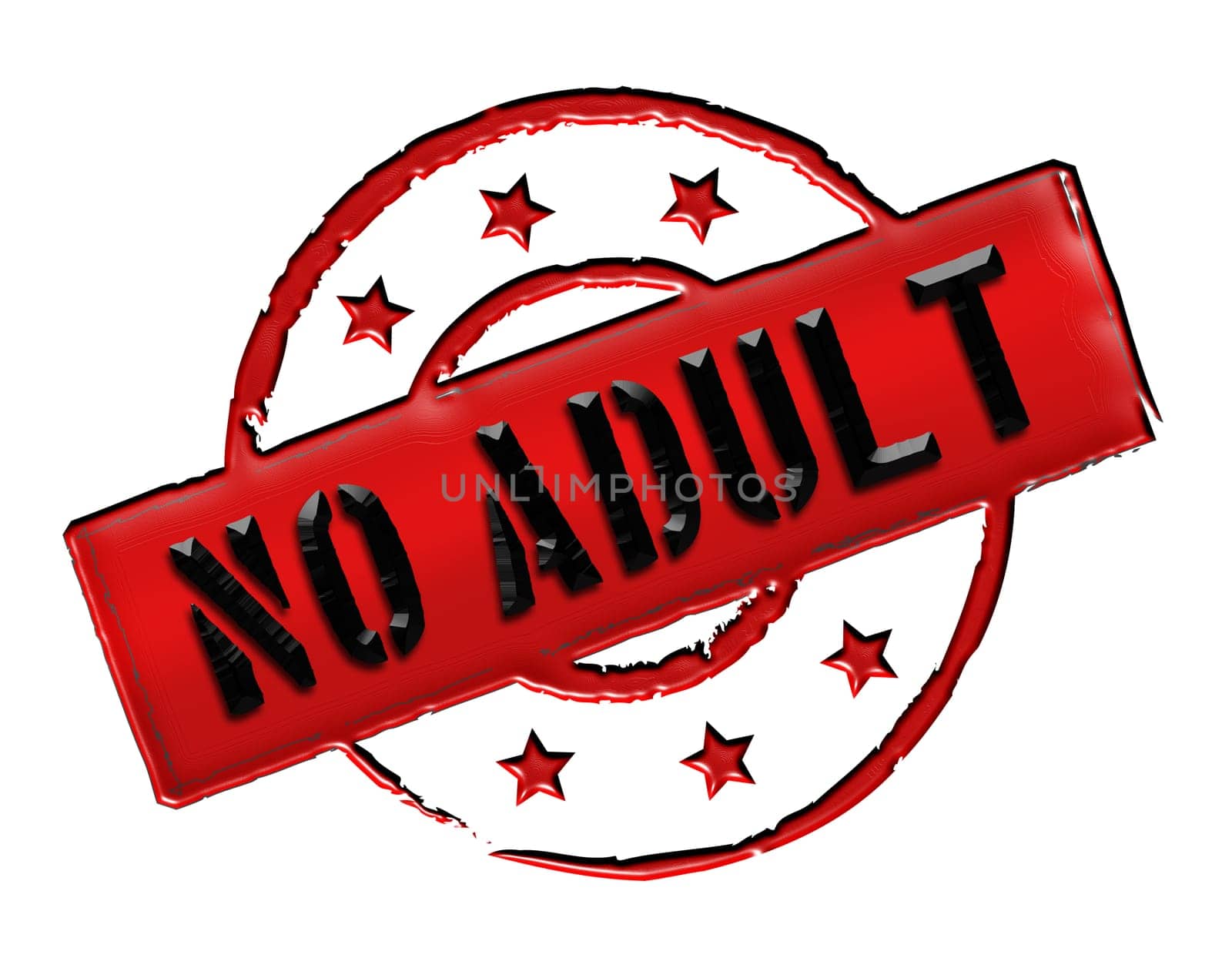 Sign and stamp for your presentation, for websites and many more named No Adult