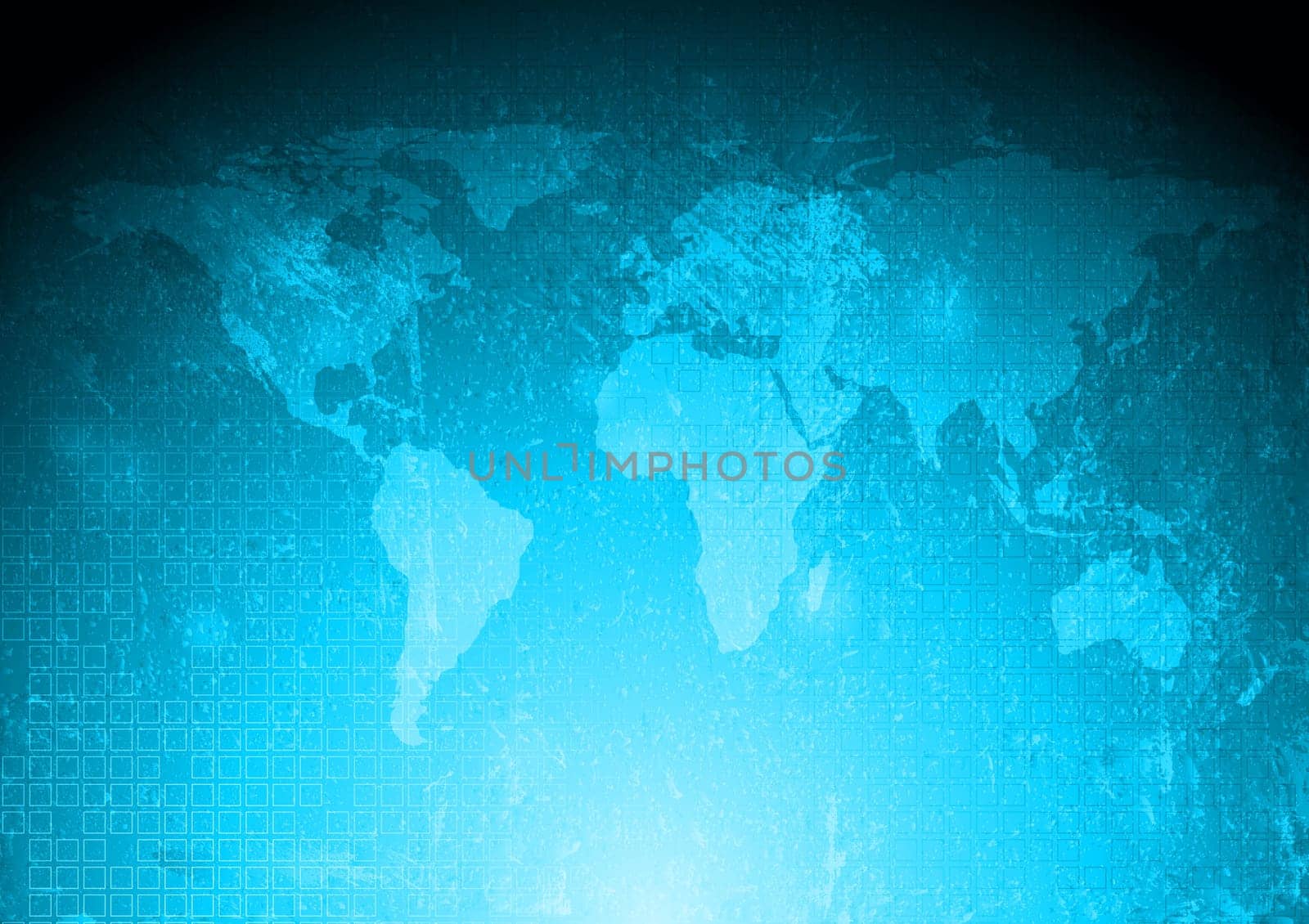 Grunge tech background with world map. Eps 10
