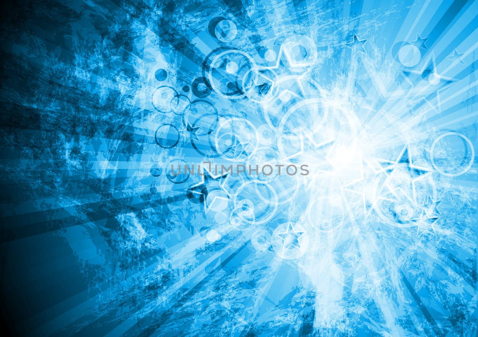 Abstract blue background with stars and circles. Eps 10