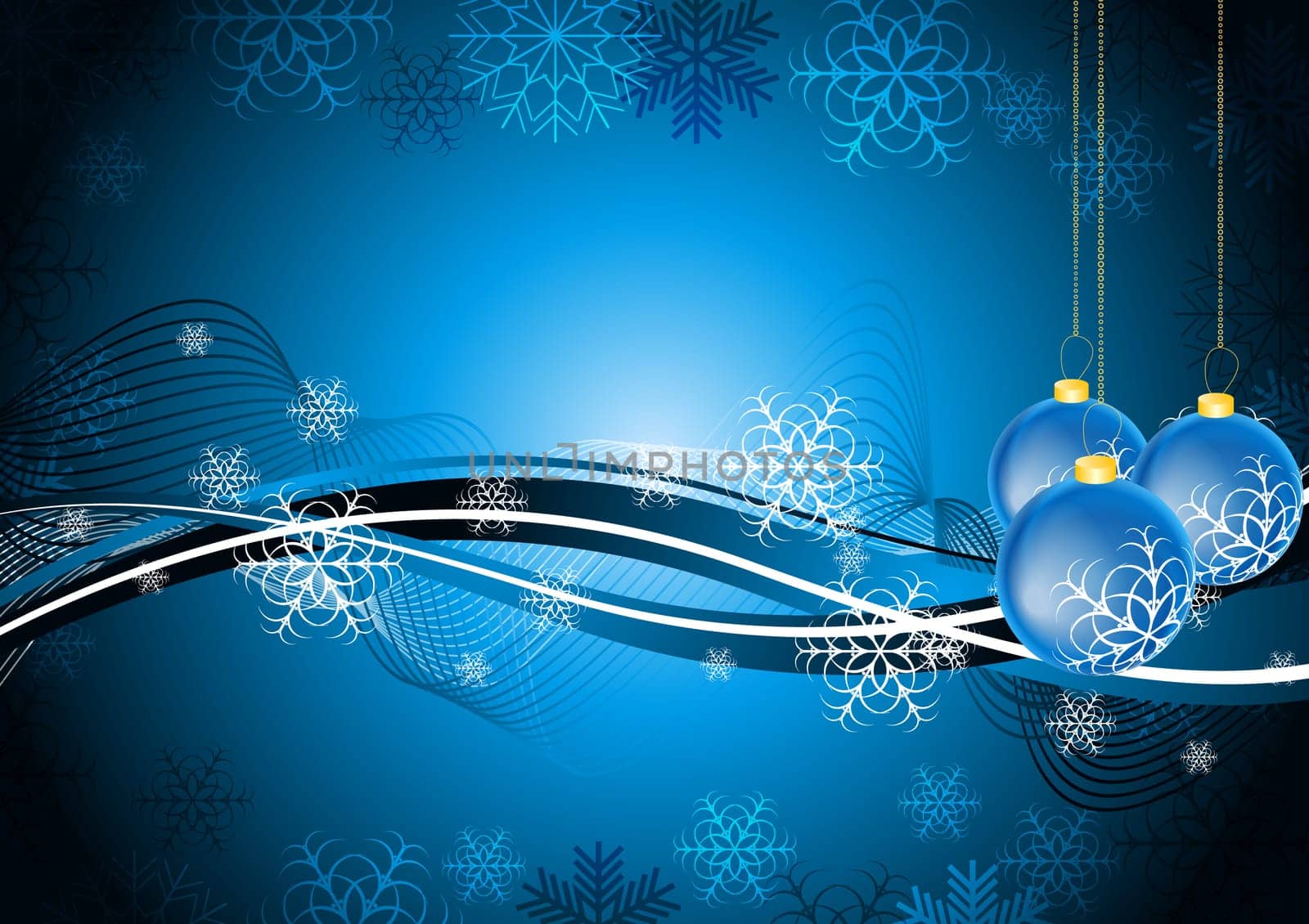 Dark blue greeting card with Christmas balls. Vector eps 10