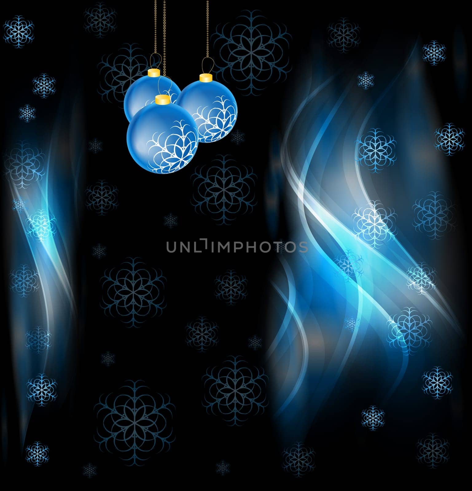 Dark blue Christmas card with glowing waves. Vector eps 10