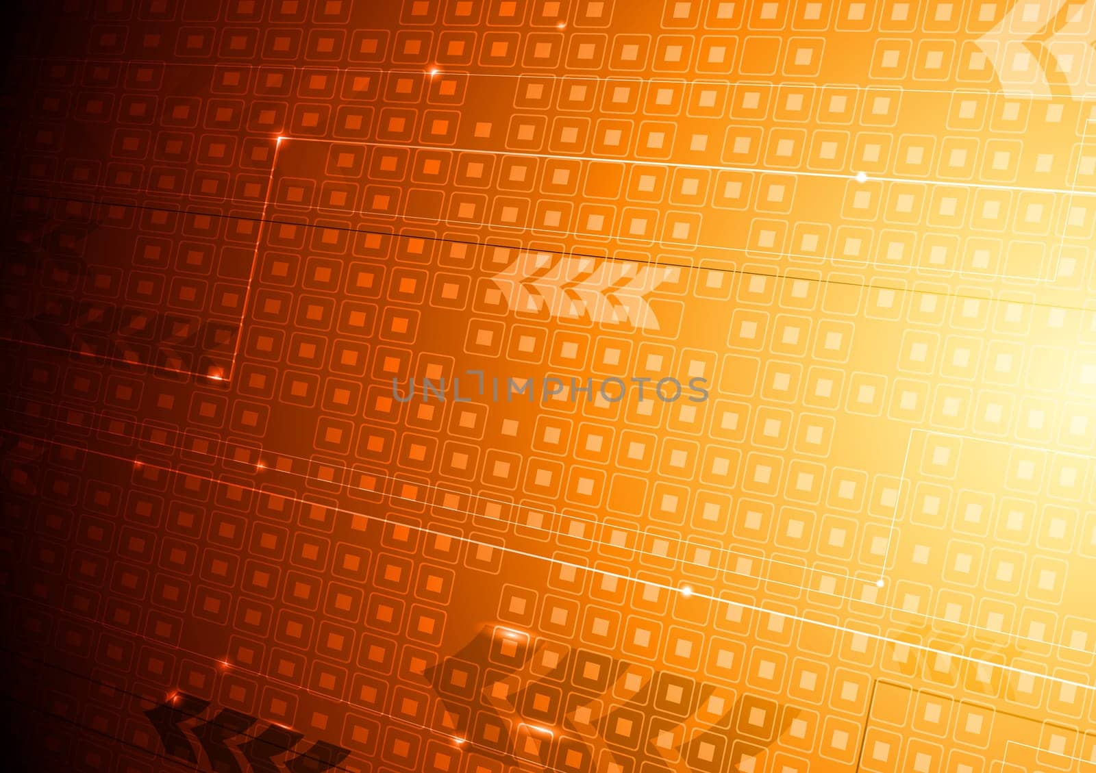 Bright orange hi-tech design with arrows. Eps 10