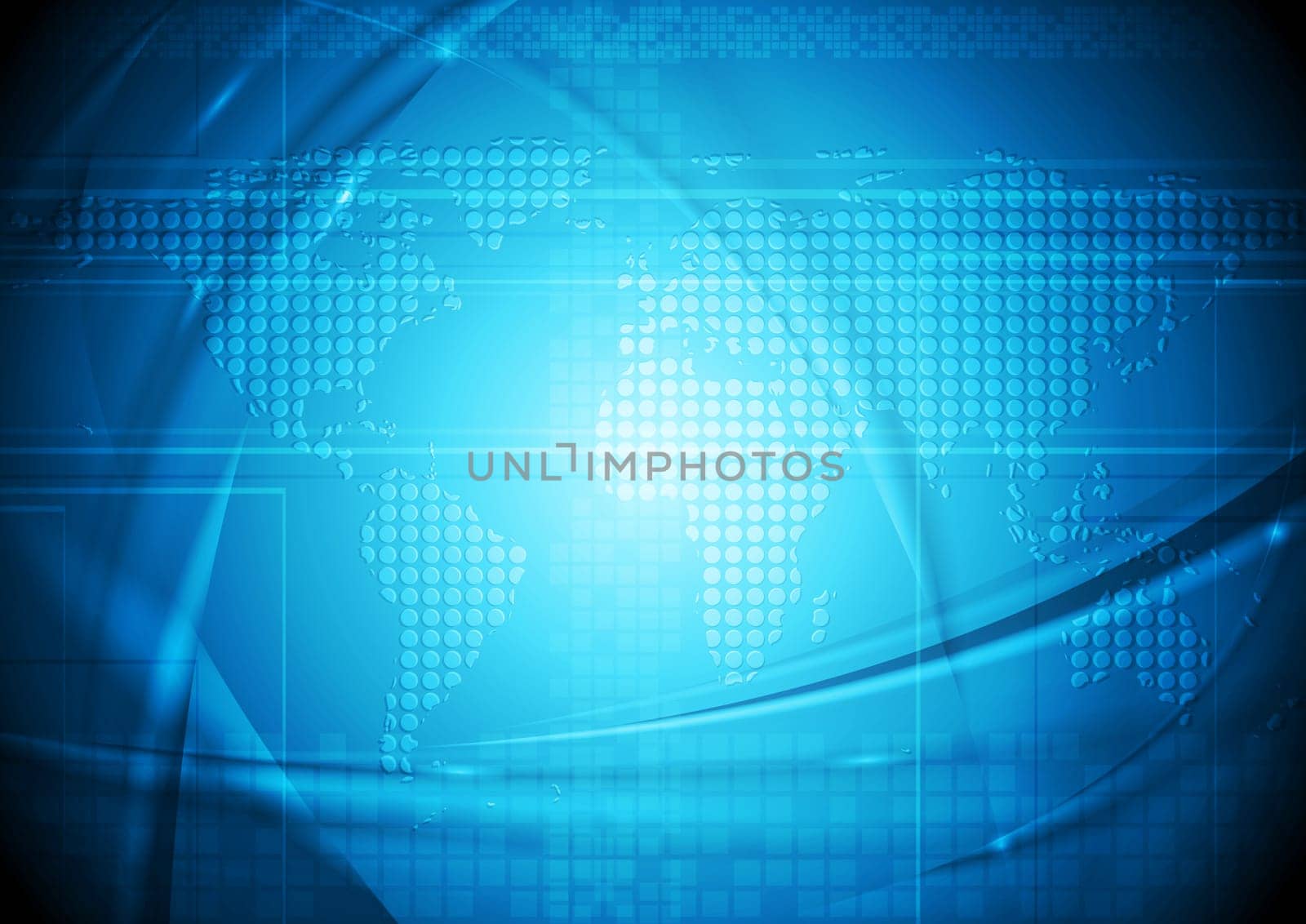Blue hi-tech design with world map. Eps 10 vector