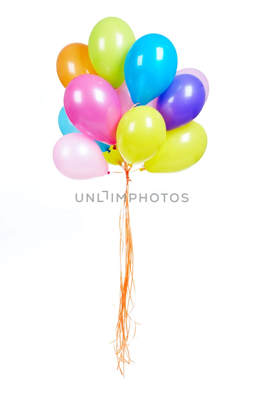 Image of colorful balloons in isolation against white background