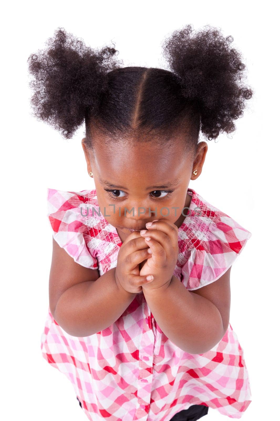 Cute little african american girl, isolated on white background