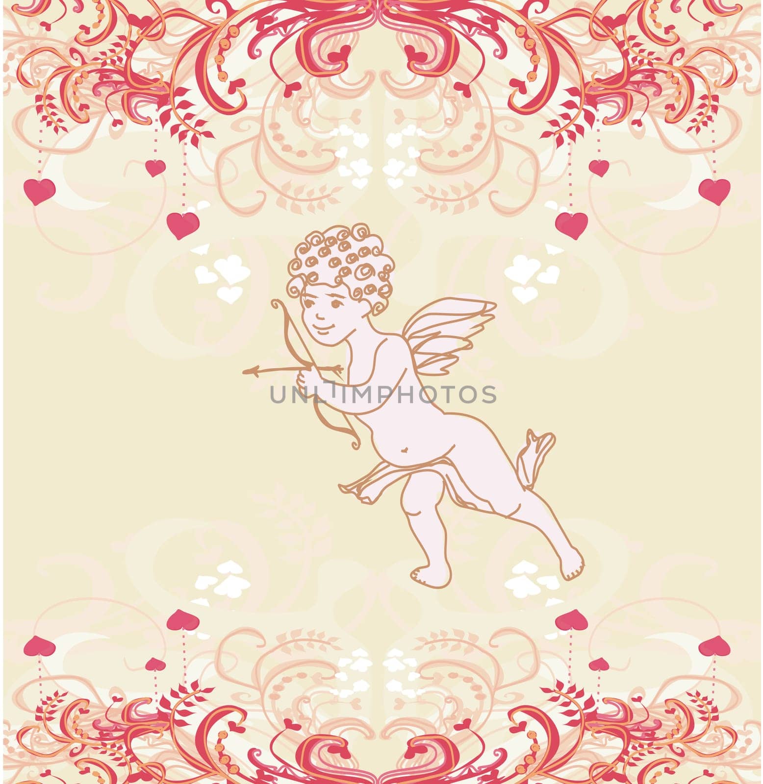 happy valentine's day card with cupid