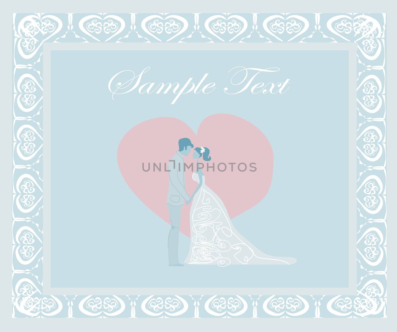 elegant wedding invitation with wedding couple
