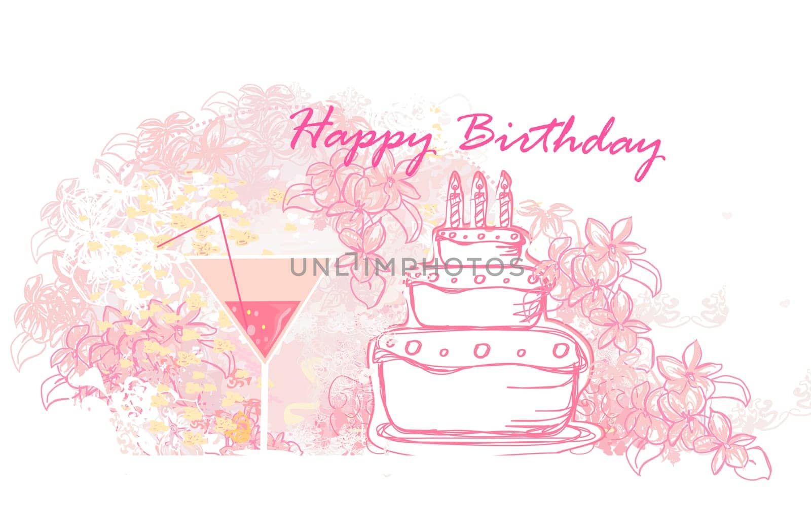 Happy Birthday Card with birthday cake