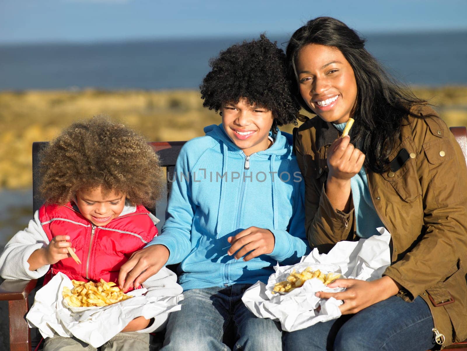 Happy family having picnic