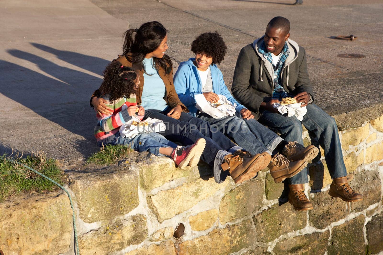 Happy family having picnic