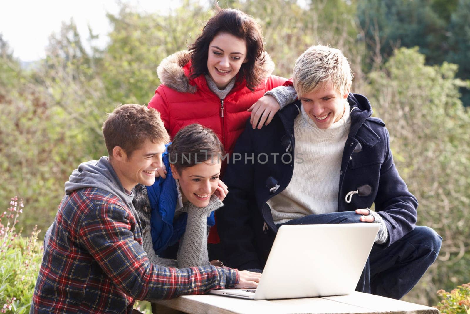 Students with laptop computer