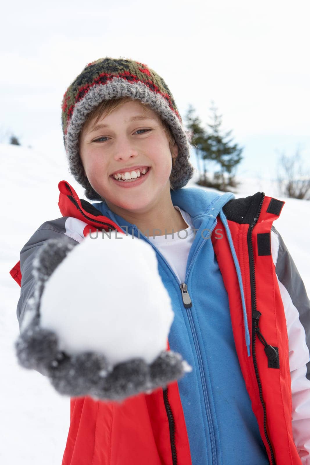Pre-teen Boy On Winter Vacation