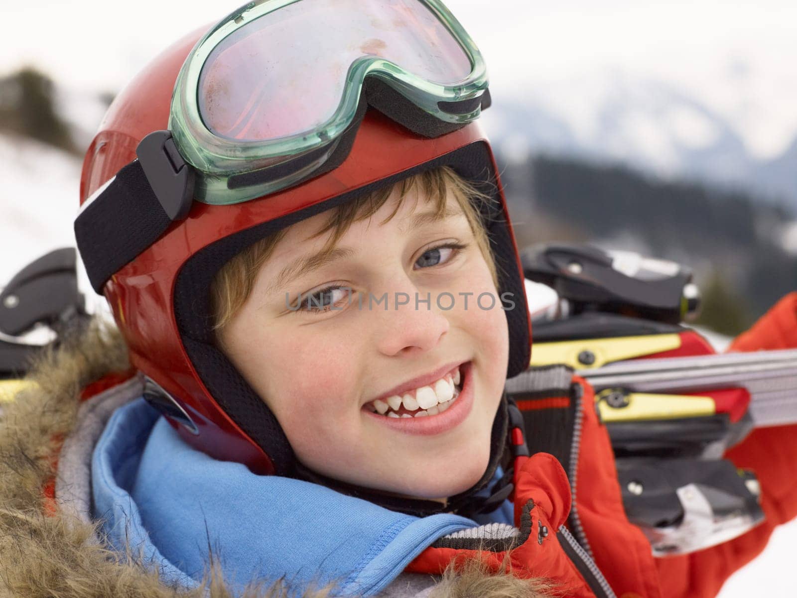 Pre-teen Boy On Ski Vacation