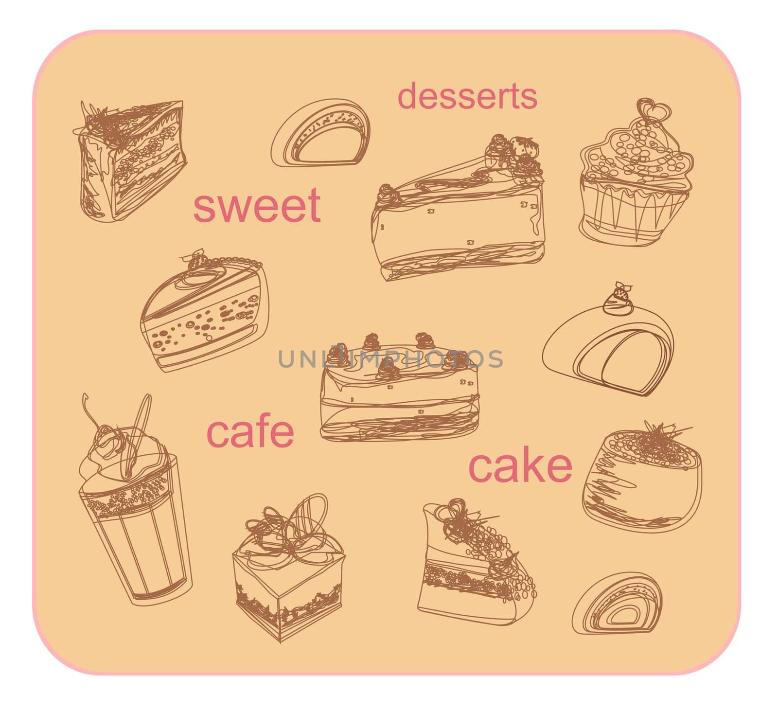 sweet dessert background set