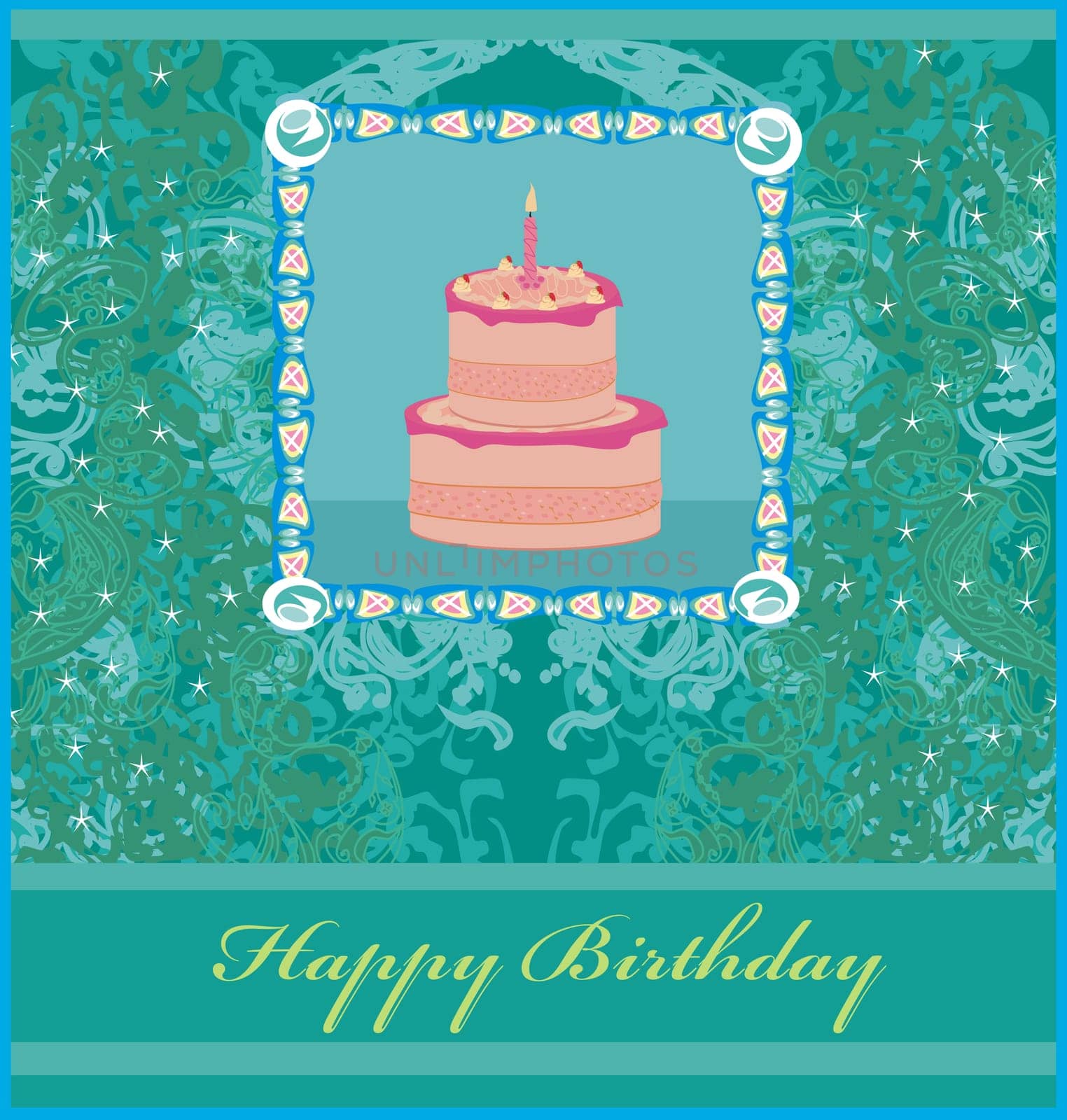 Happy Birthday Card with birthday cake
