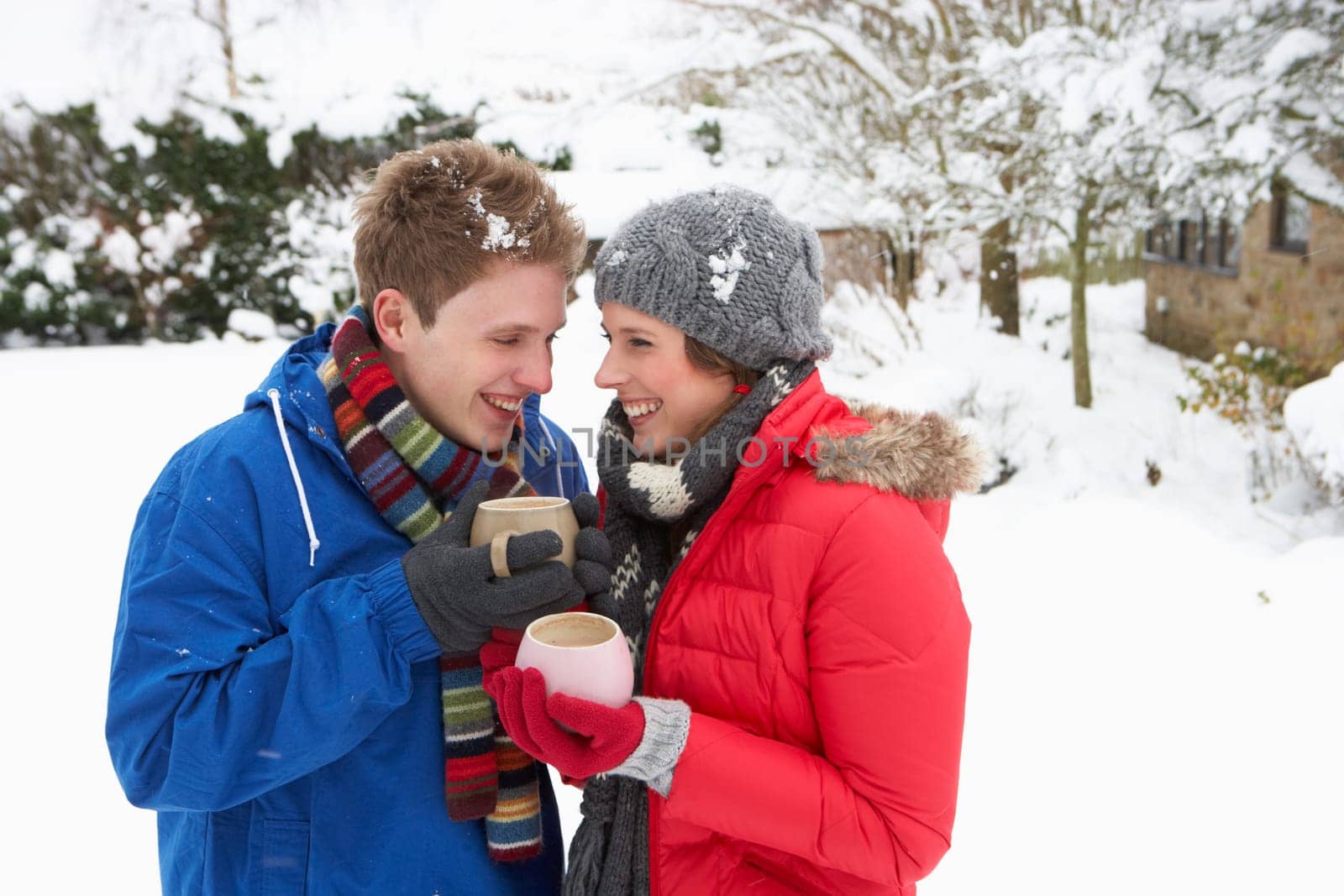 Young couple in snow