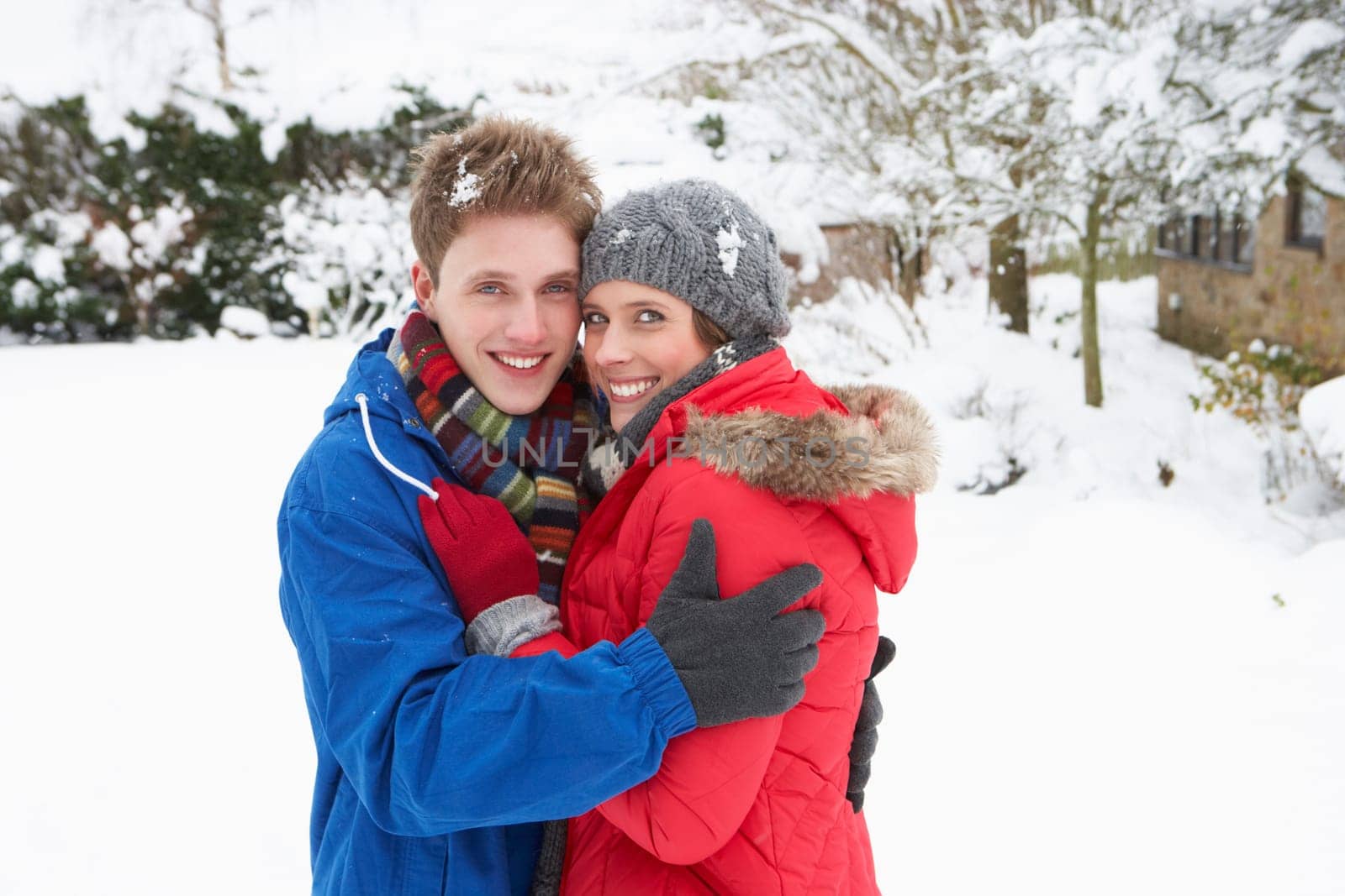 Young couple in snow