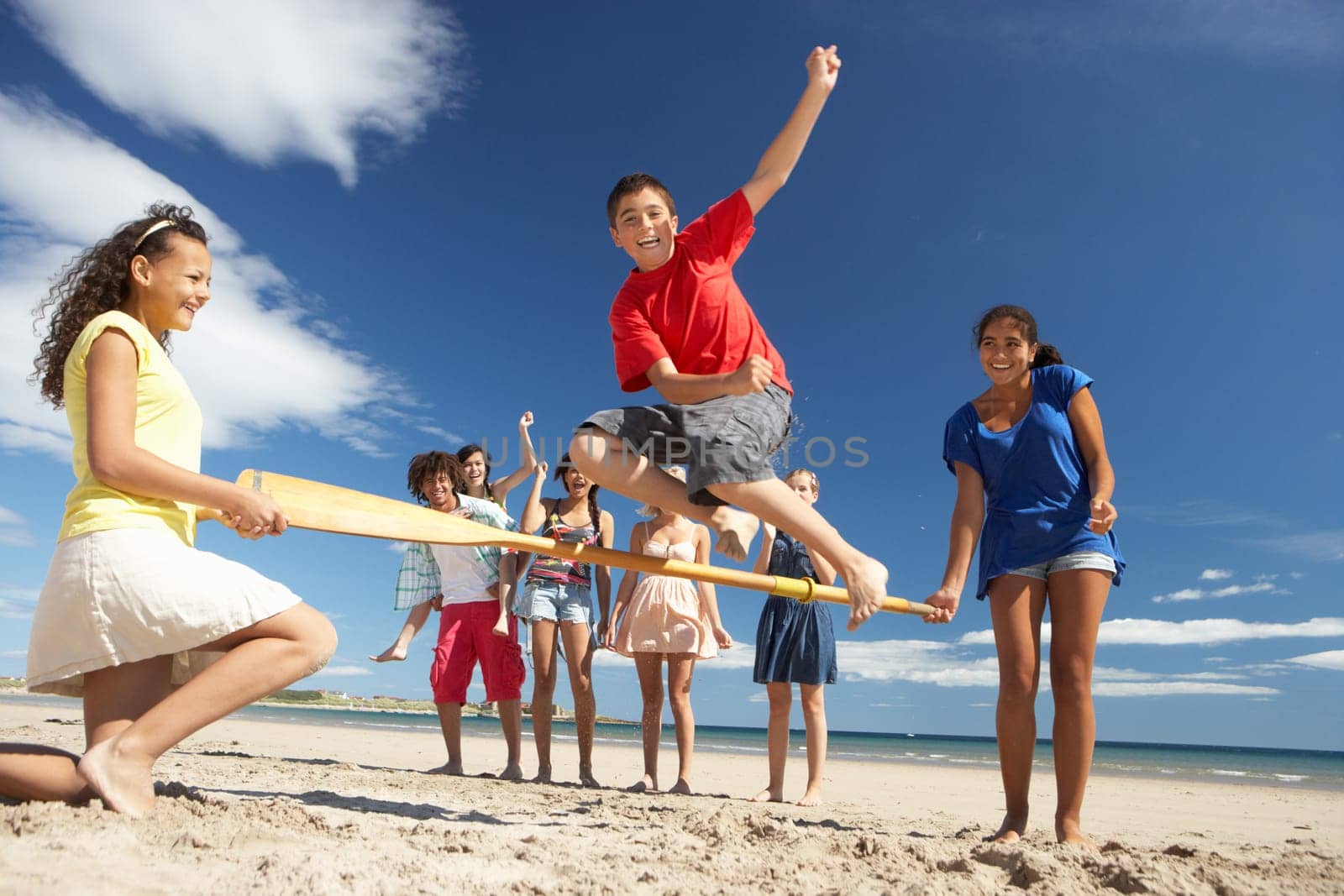 Teenagers having fun on beach