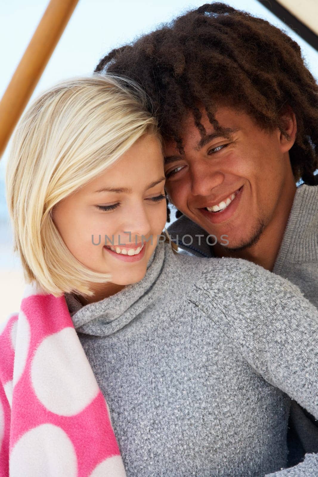 Portrait teenage couple outdoors