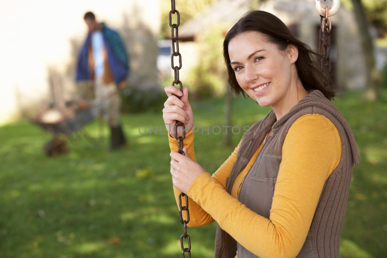 Couple in country garden