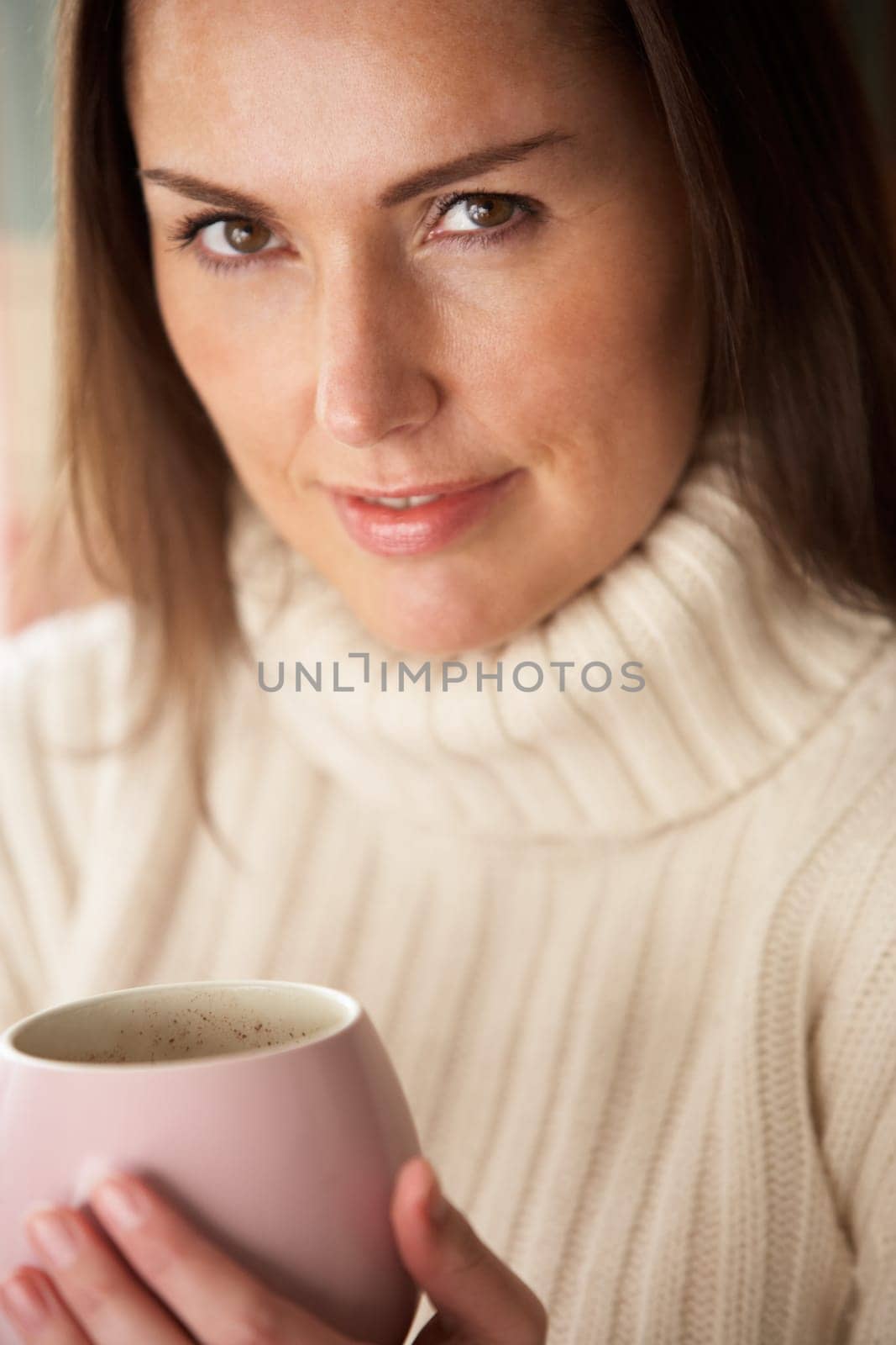 Woman with hot drink