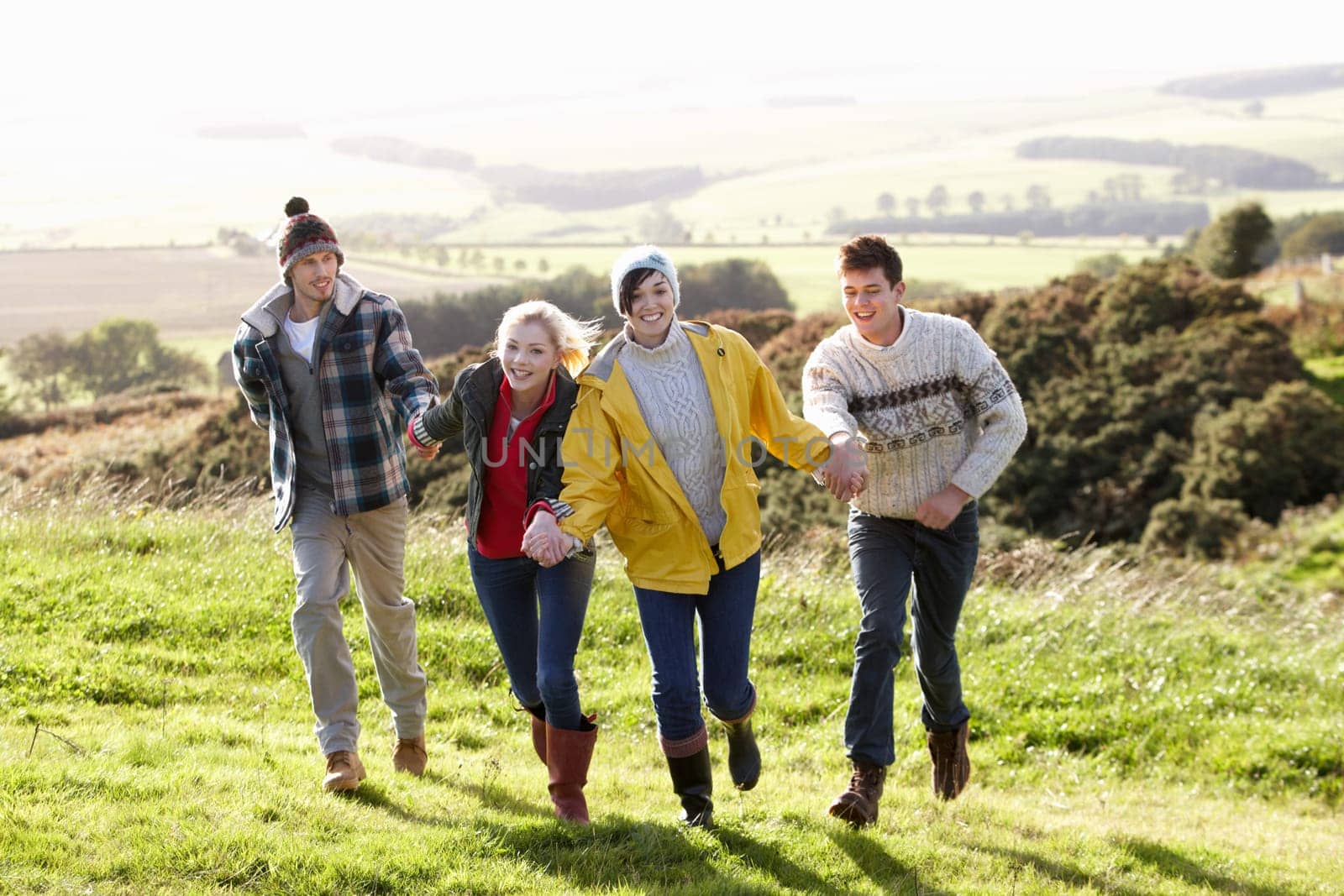 Young couples on country walk