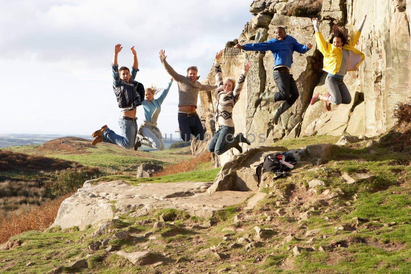 Young adults on country walk
