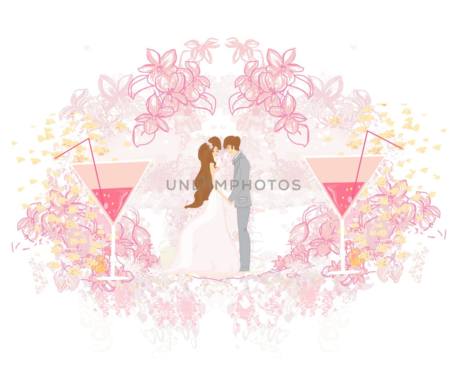 elegant wedding invitation with wedding couple