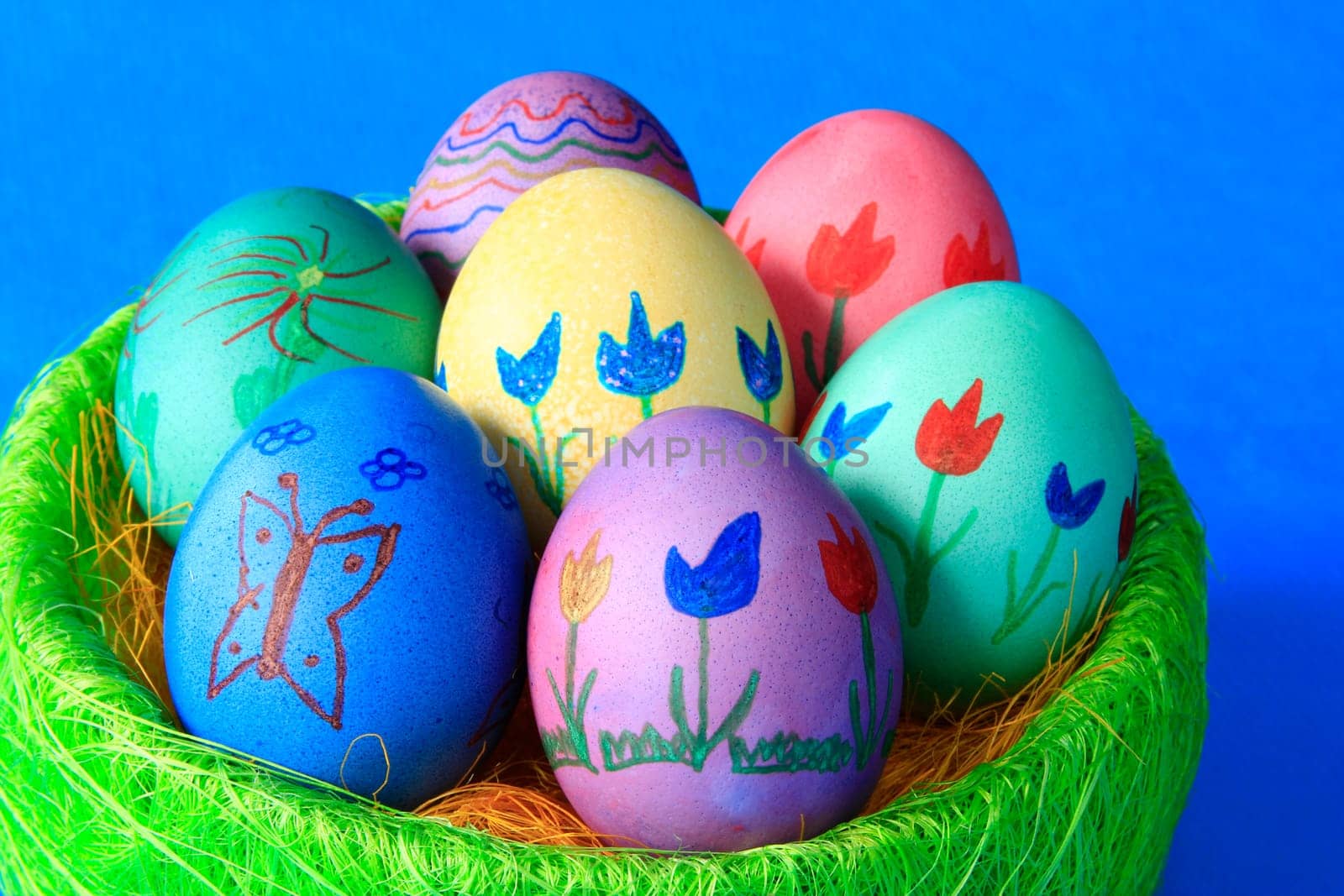 colorfully painted Easter eggs