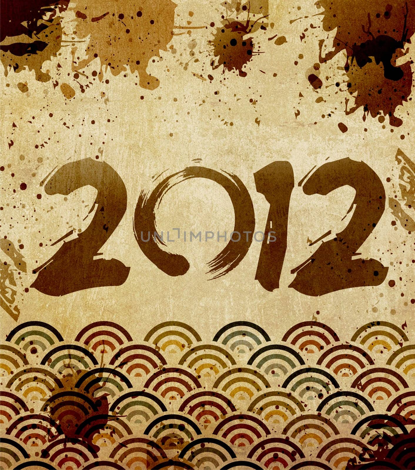 New year with vintage number 2012 background.