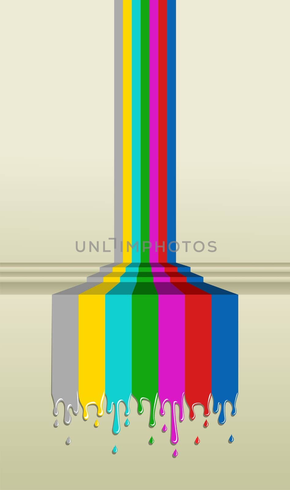 Old Multicolored TV screen signal melting. Classic Television renovation concept illustration background.
