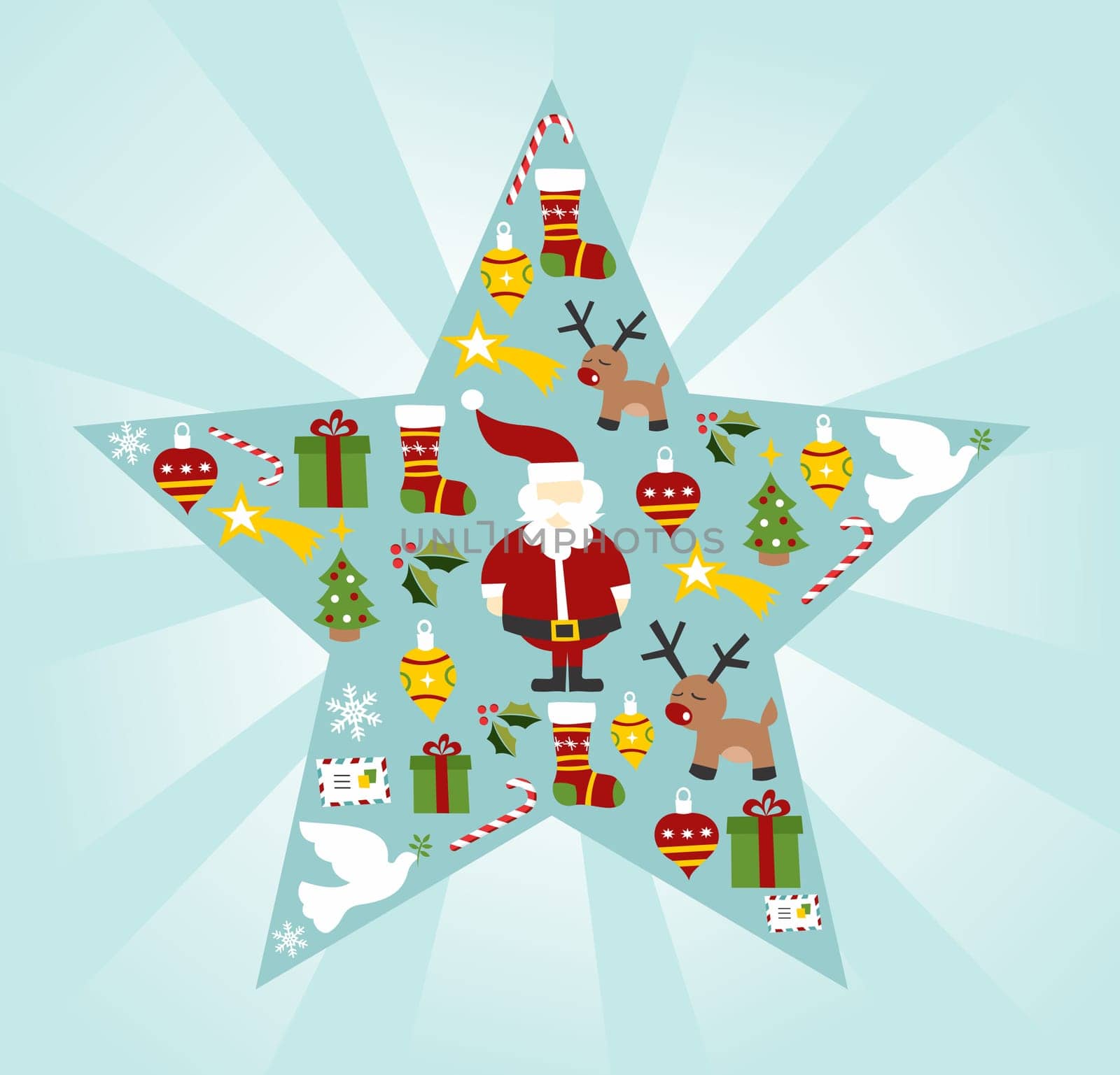 Christmas icon set in star shape background. Vector file available.