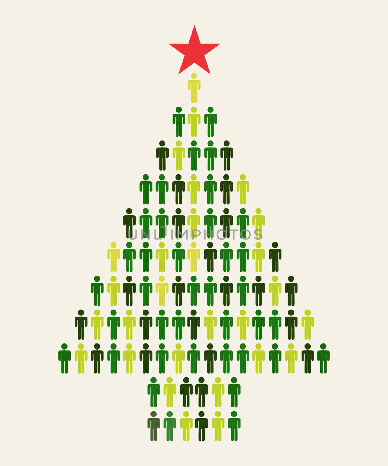 Green Social media business people connection in Christmas tree shape