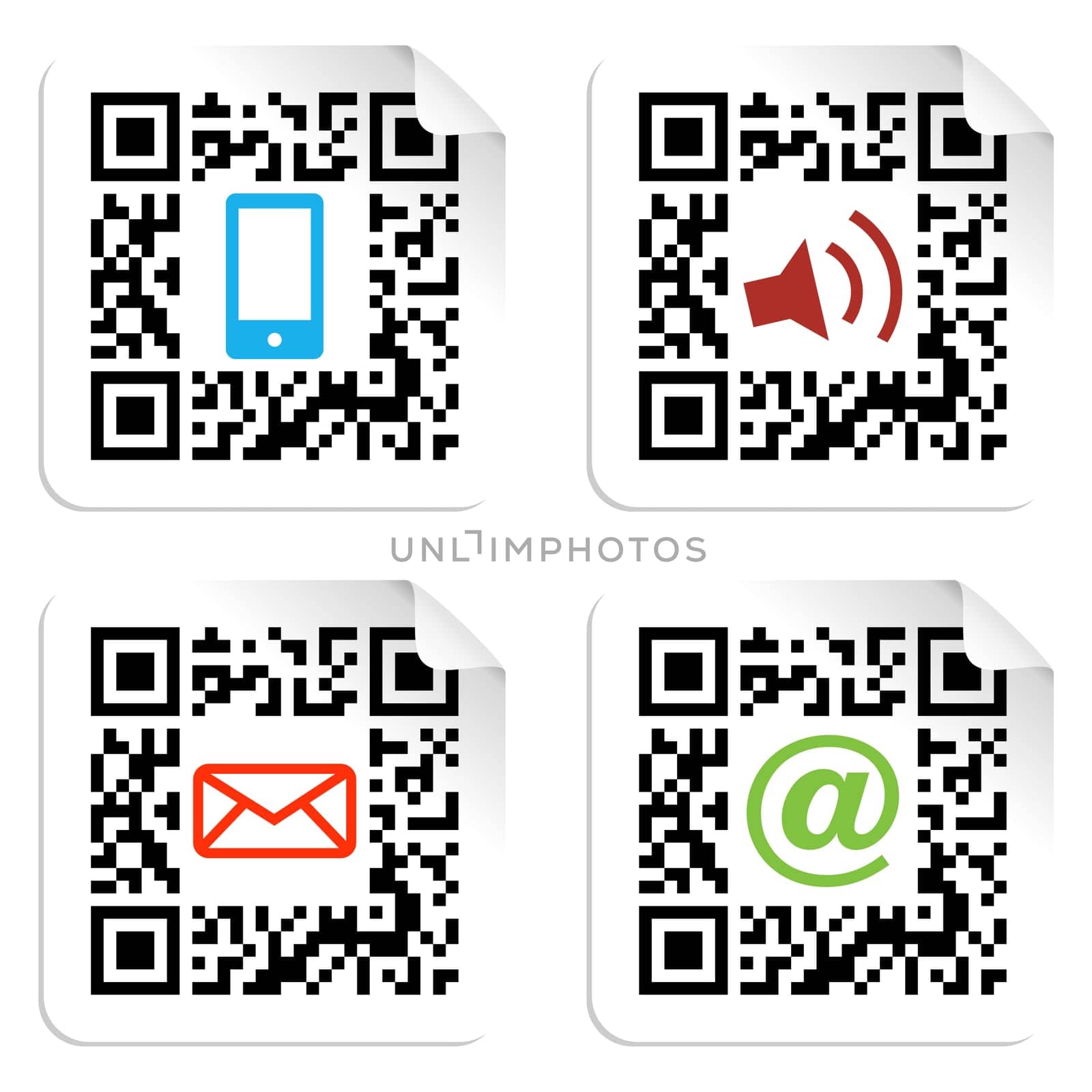 Concept with QR code label with the social media icons. Vector file available.