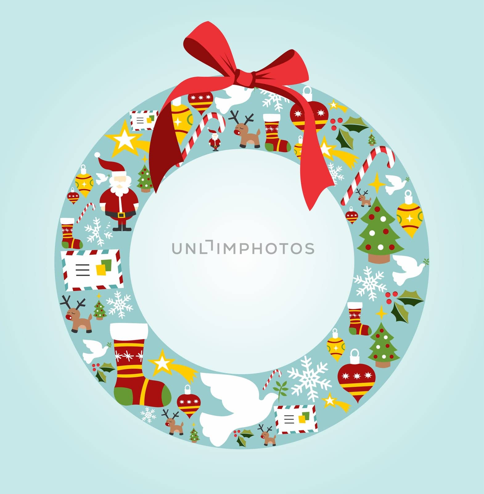 Christmas icon set in wreath shape background. Vector file available.