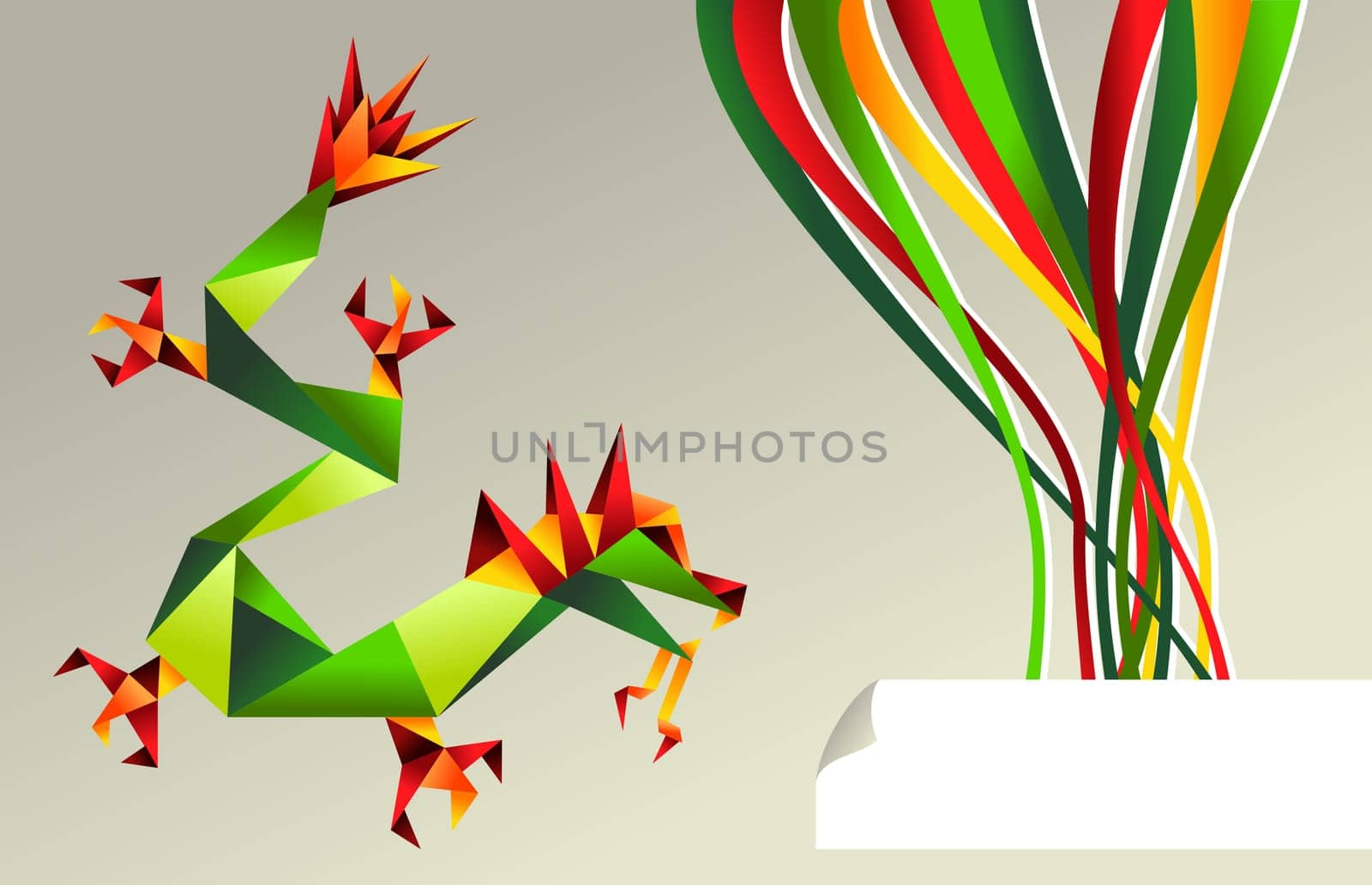 2012 Chinese new year: origami dragon of water background. Vector file available.