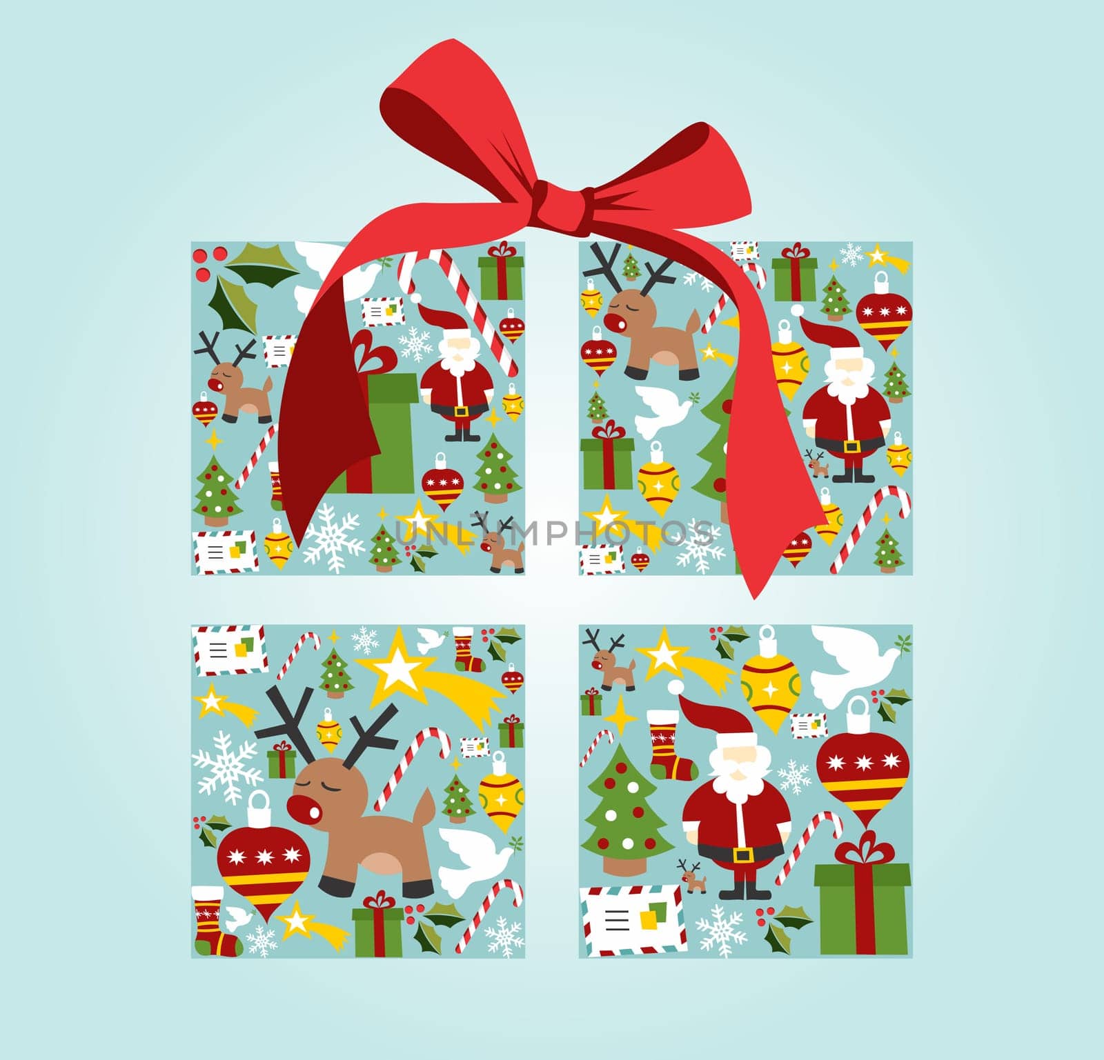 Christmas icon set in gift box illustration background. Vector file available.