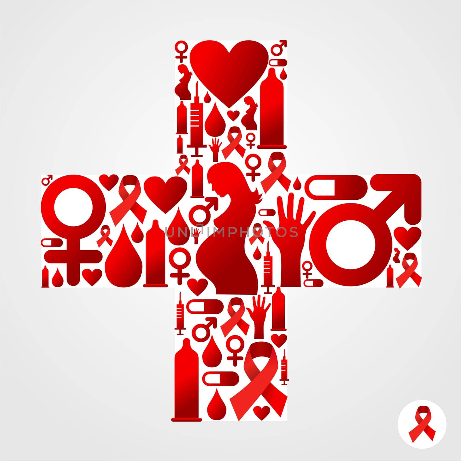 Plus symbol silhouette made with AIDS icons set. Vector file available