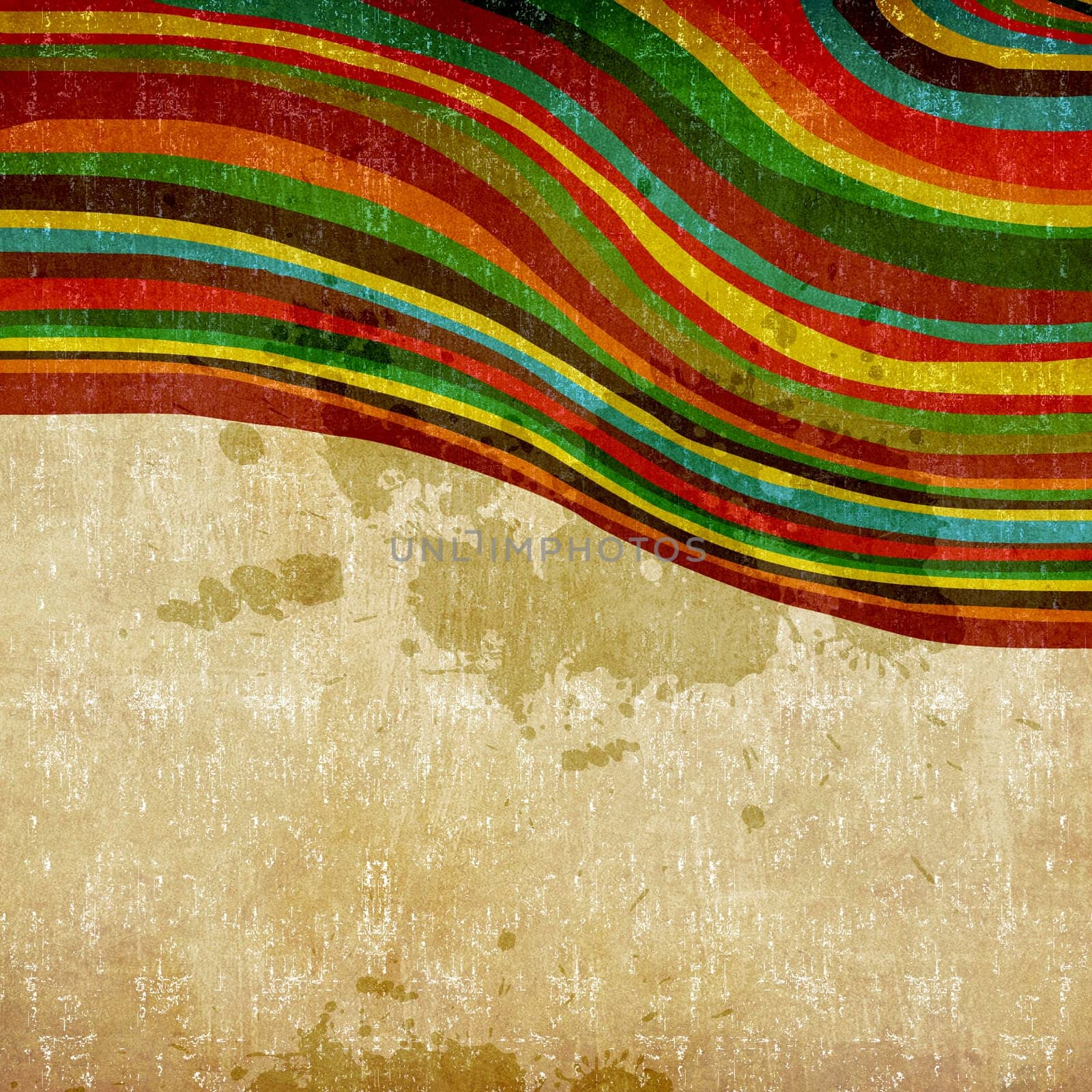 Composition of colored curved lines on retro background