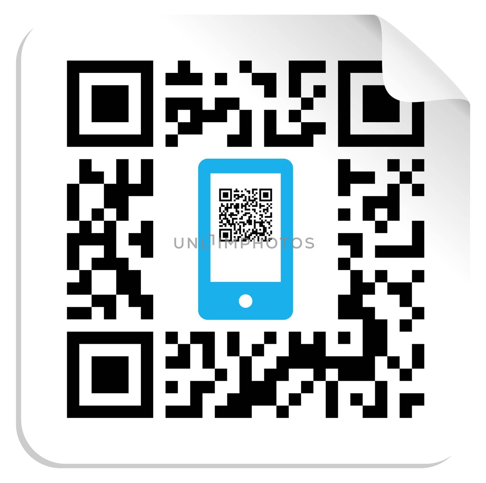 QR code label with the blue mobile icon. Vector file available.