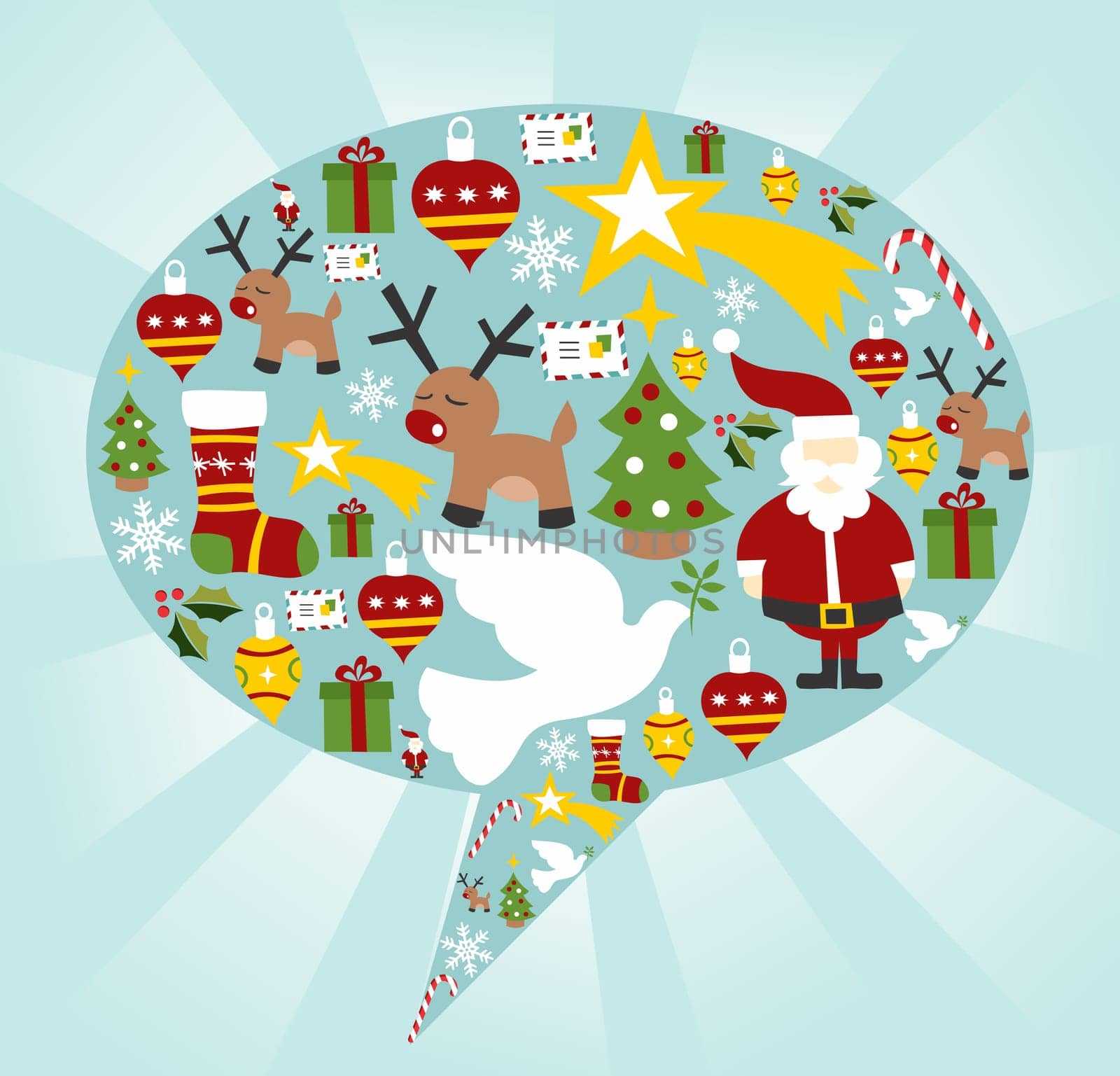 Xmas icon set in speech bubble shape background. Vector file available.