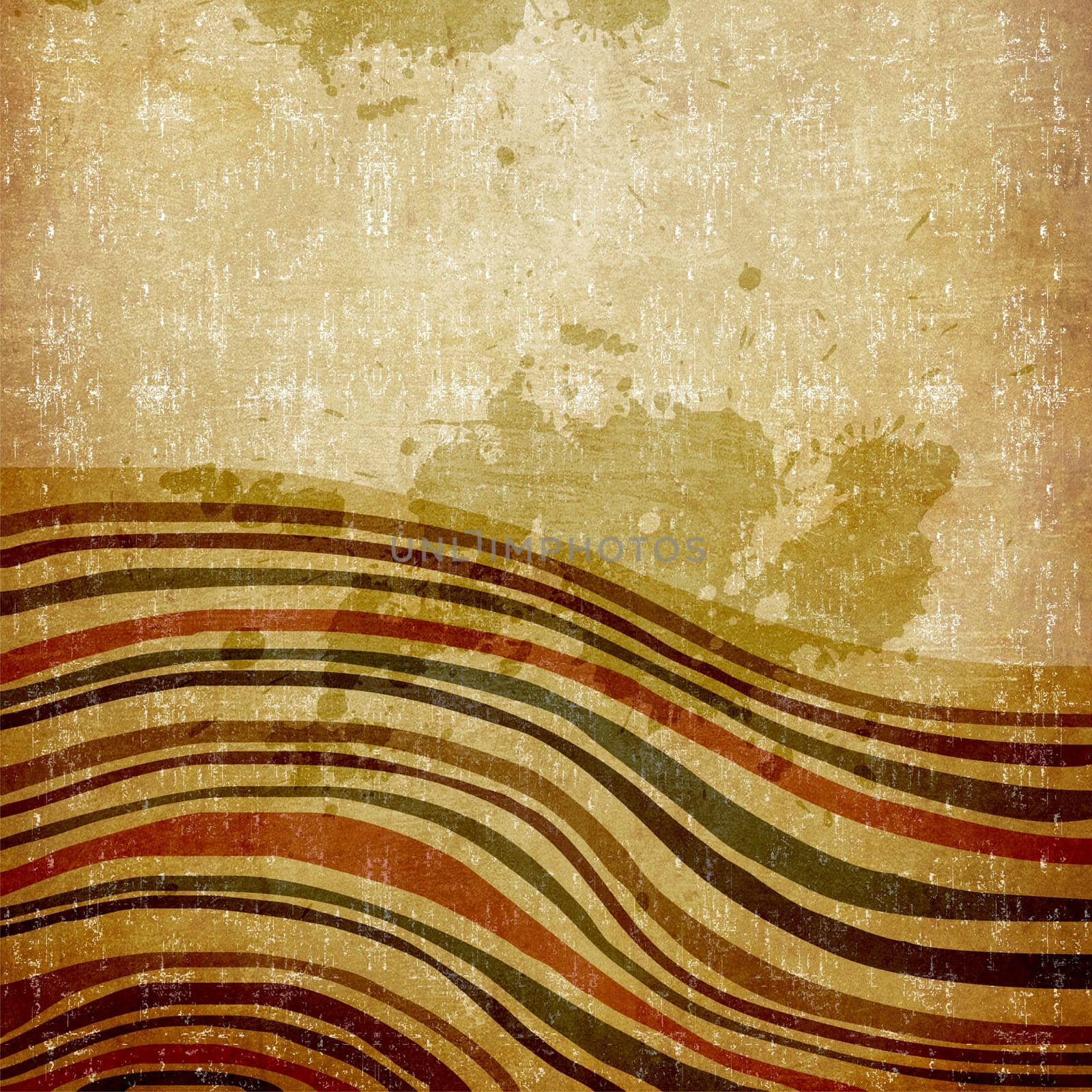 Abstract composition of colored curved lines on retro background