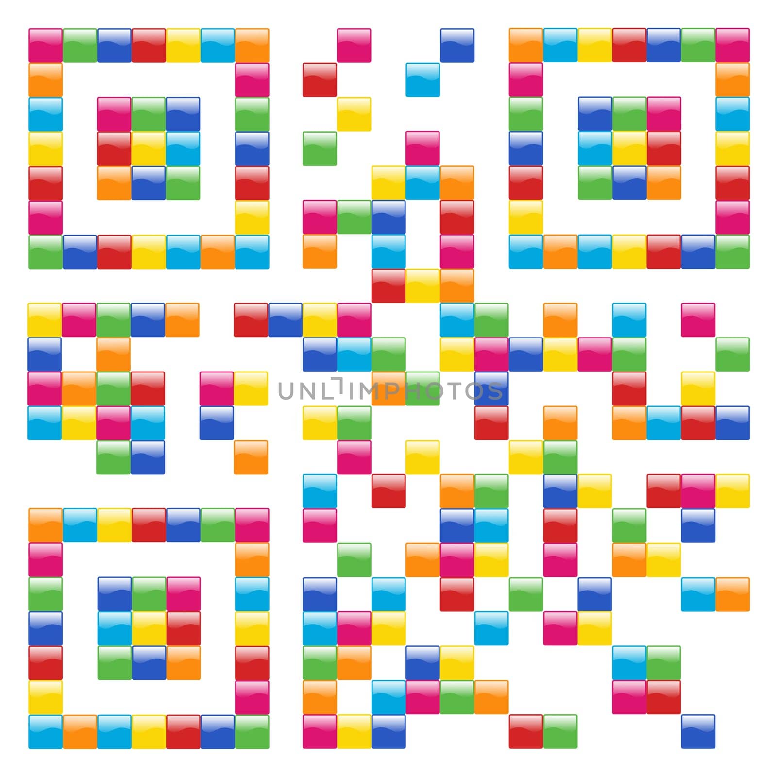 Multicolored Qr code concept design background. Vector file available.
